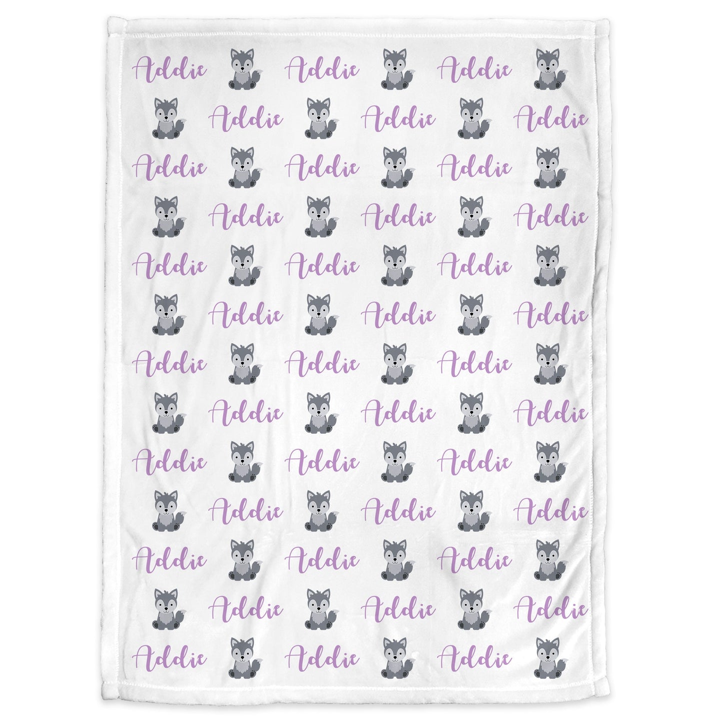 Baby girl wolf name blanket, personalized wolf baby blanket, newborn wolf theme baby gift, boy or girls wolf swaddle blanket, purple wolves