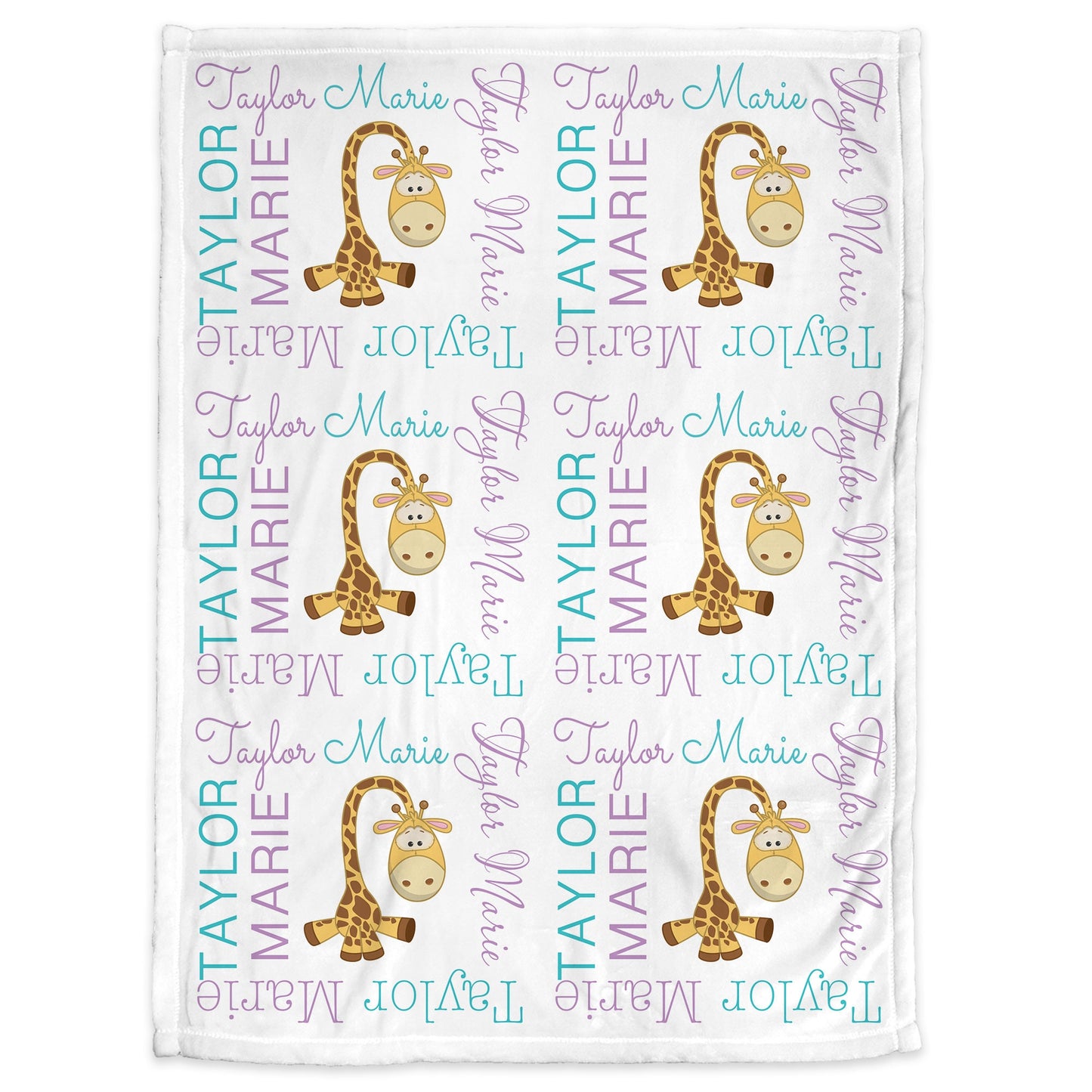 Personalized Giraffe Baby Name Blanket Safari Animal Girl