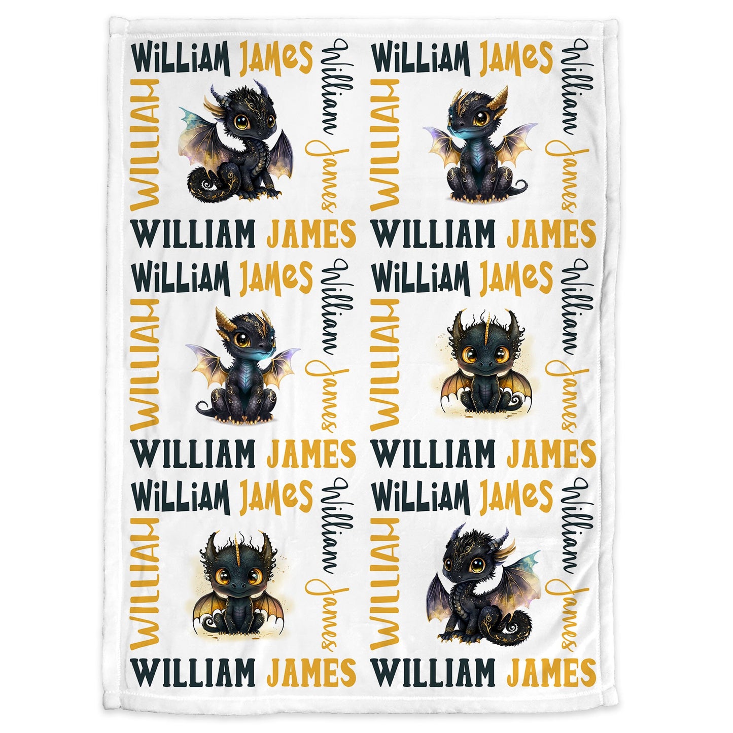 Personalized Dragon Baby Name Blanket Boy