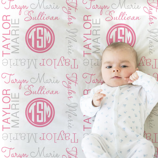 Personalized Monogram Baby Name Blanket Girl