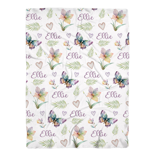 Personalized Jersey Butterfly Swaddle Baby Blanket