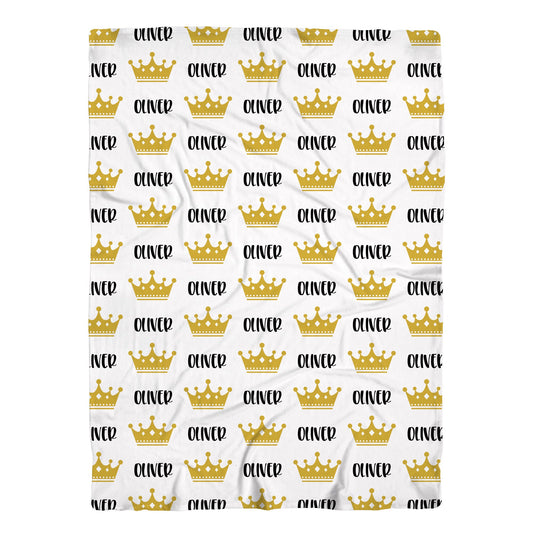 Personalized Jersey Prince Crown Boys Swaddle Baby Name Blanket