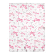 Dirt Bike Blanket Swaddle for Baby Girl, pink, motorcycle hearts