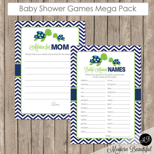Sea Turtle Baby Shower Game Pack