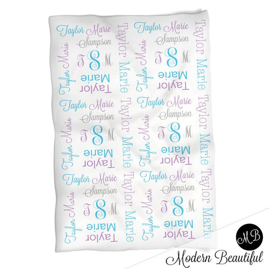 Personalized Monogram Baby Name Blanket Girl