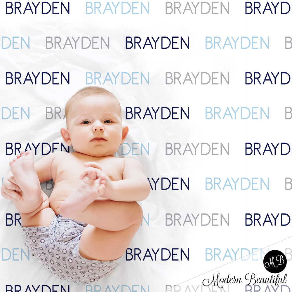 Personalized Baby Name Blanket Boy Blue