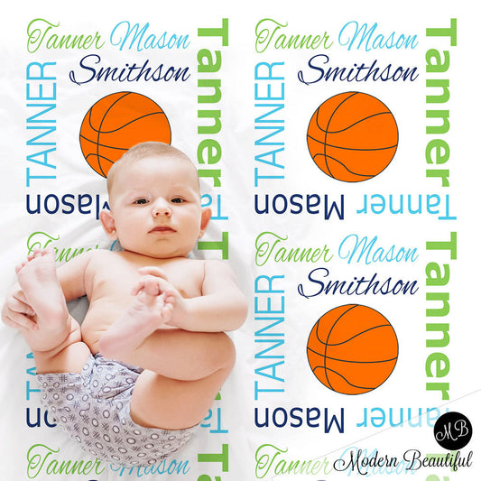 Personalized Basketball Baby Name Blanket