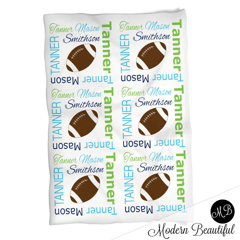 Personalized Football Baby Name Blanket