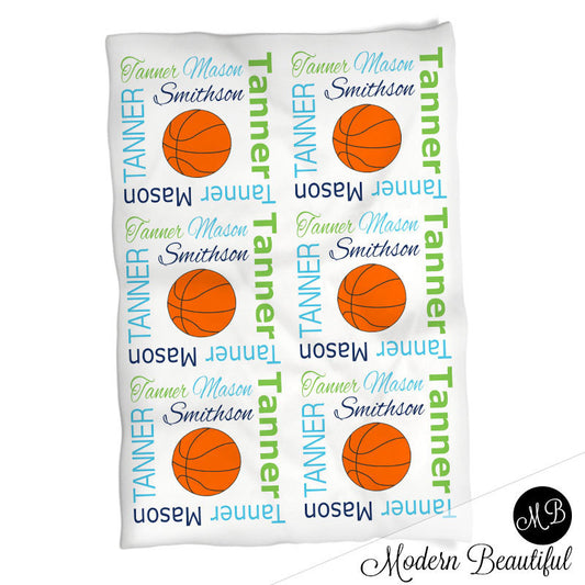Personalized Basketball Baby Name Blanket