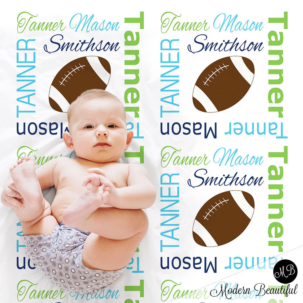 Personalized Football Baby Name Blanket