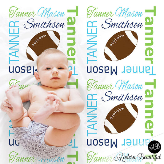 Personalized Football Baby Name Blanket