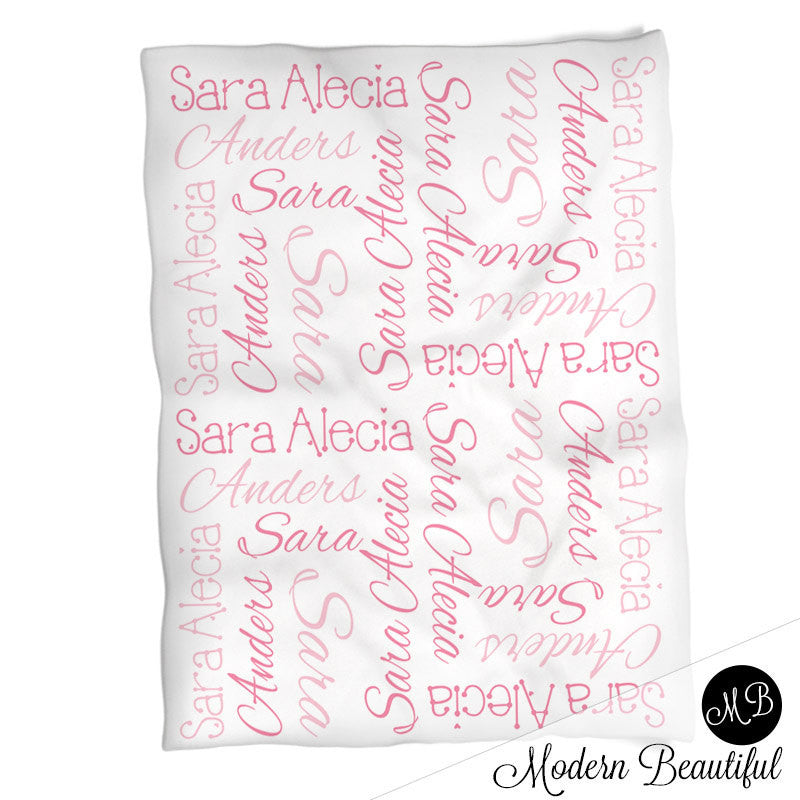 Personalized Baby Name Blanket pink