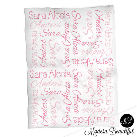 Personalized Baby Name Blanket pink