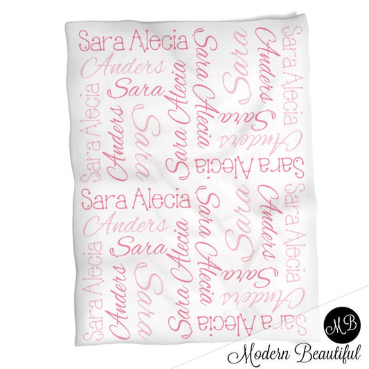 Personalized Baby Name Blanket Girl Pink