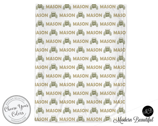 Personalized Jeep Baby Name Blanket Boy