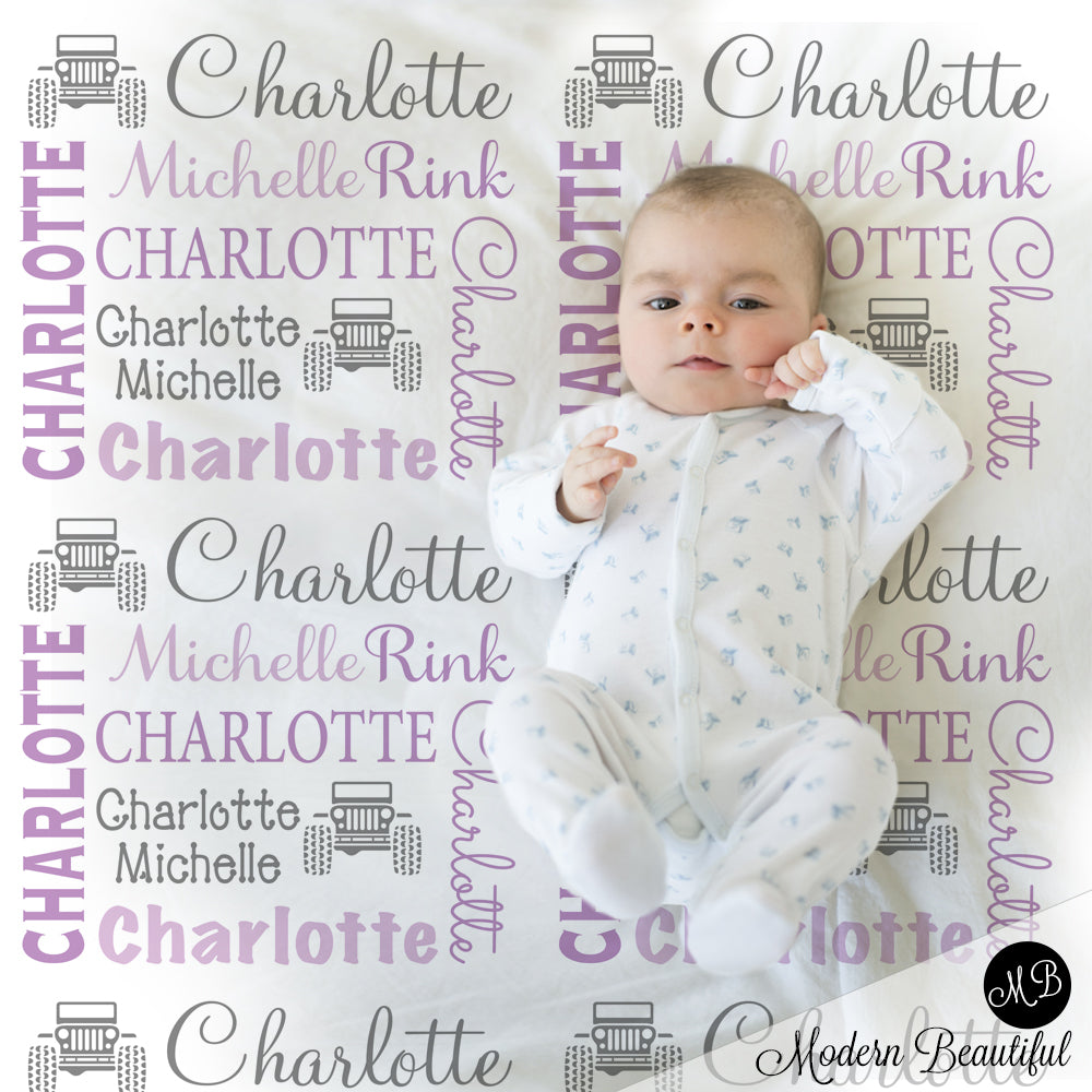 jeep 4x4 girl baby blanket