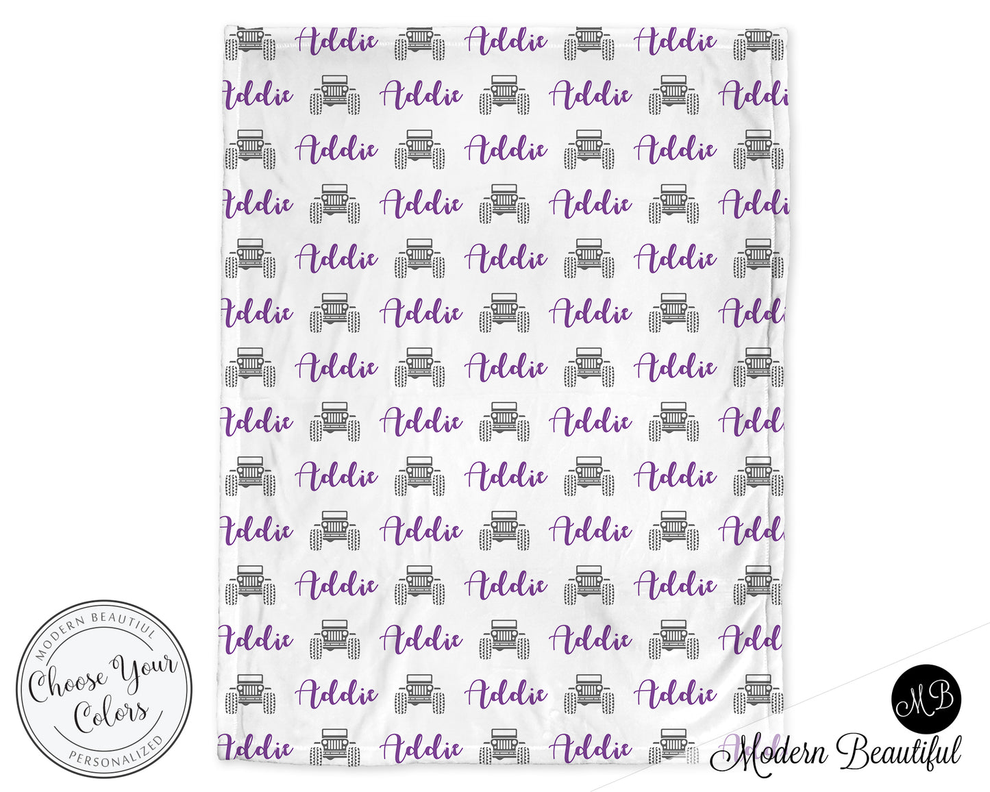 Personalized Jeep Baby Name Blanket