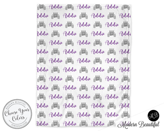 Personalized Jeep Baby Name Blanket