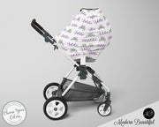 Jeep 4x4 baby boy or girl car seat canopy cover, jeep baby gift, purple and white, custom infant car seat cover, personalized baby name carseat cover, nursing privacy cover, shopping cart cover, high chair cover (CHOOSE COLORS)