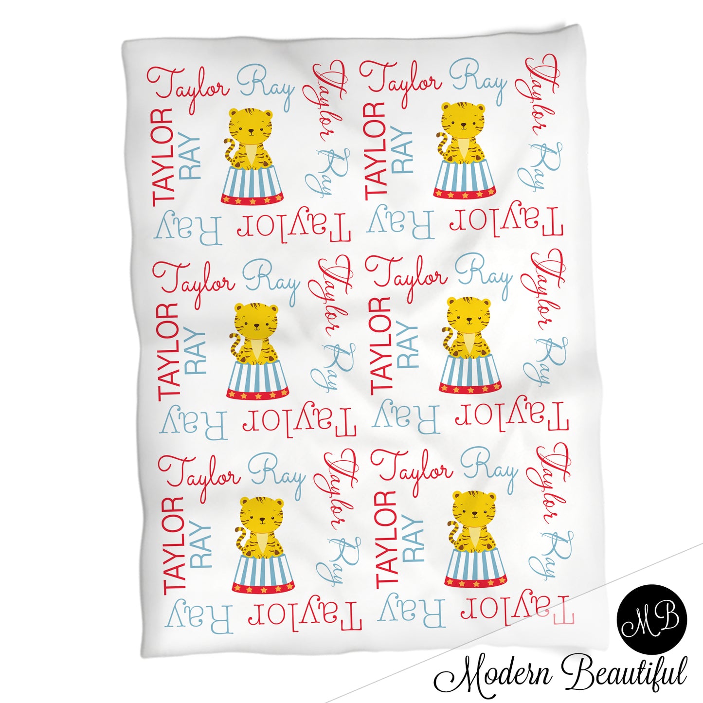 Personalized Circus Baby Name Blanket Boy