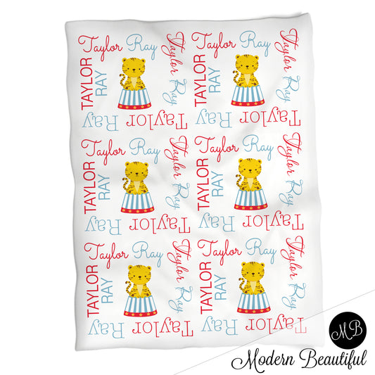 Personalized Circus Baby Name Blanket Boy