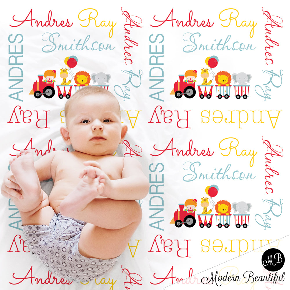 Circus carnival train name blanket