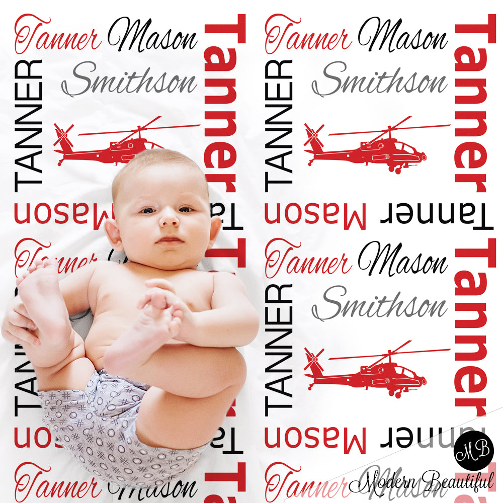 personalized boy army military baby blanket