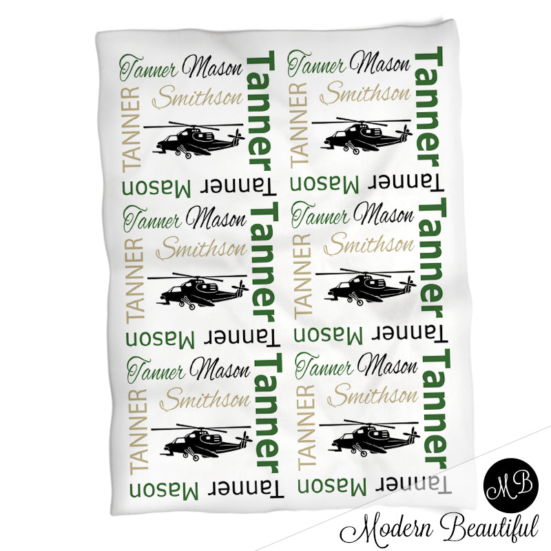 personalized boy army military baby blanket