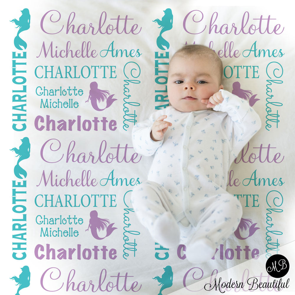 mermaid baby name blanket