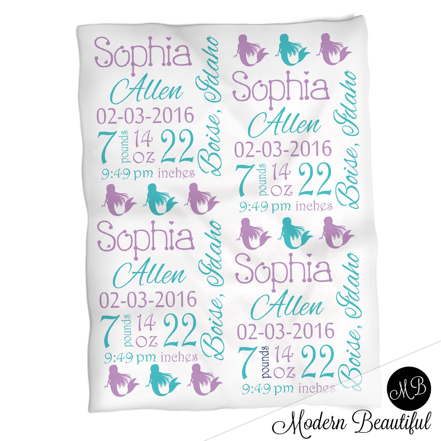 Mermaid Baby Stats Blanket