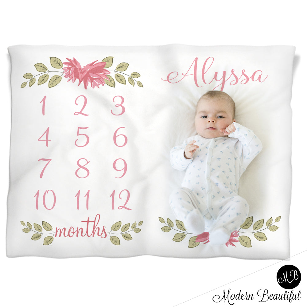 Milestone Baby Blanket Personalized Baby Growth Photo Blanket