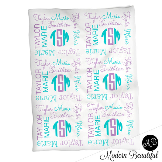 Personalized Monogram Girl Baby Name Blanket