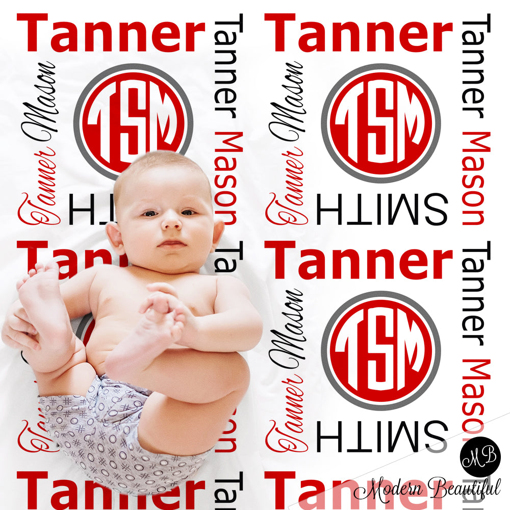 Monogram baby name blanket