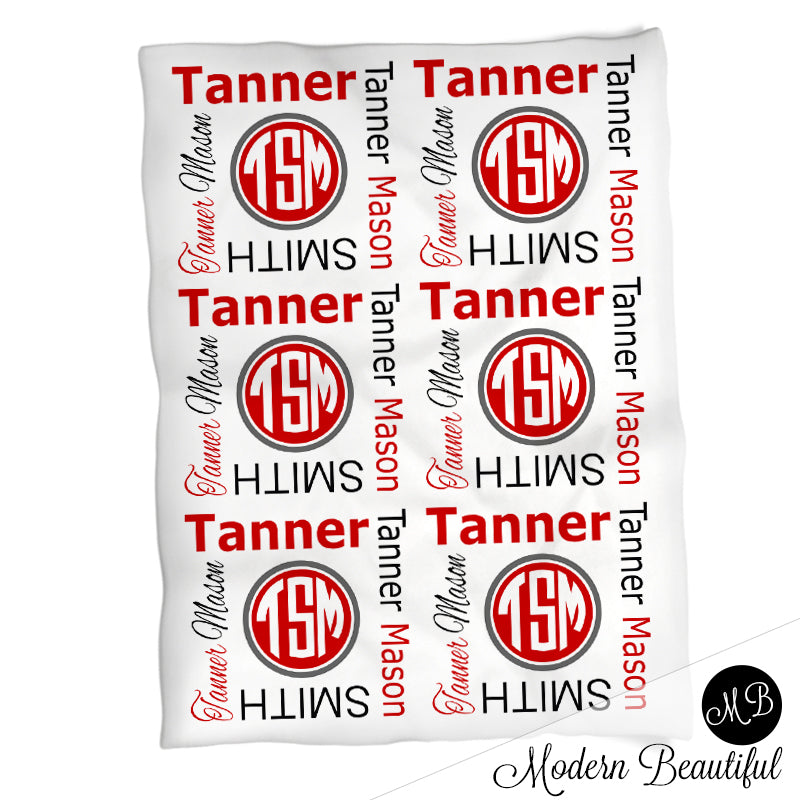 Personalized Monogram Baby Name Blanket Boy
