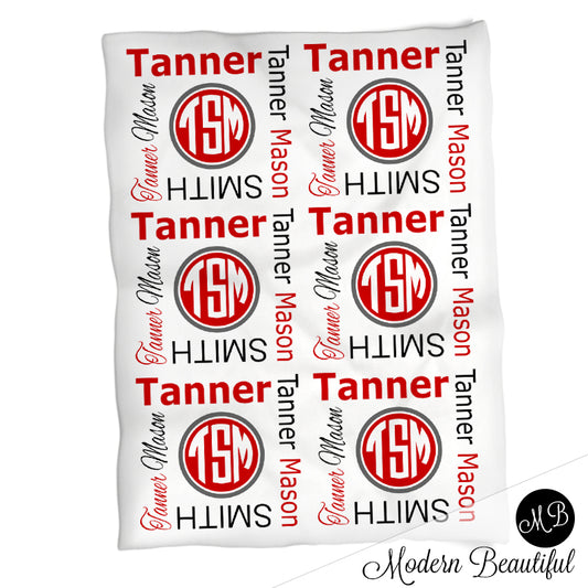 Personalized Monogram Baby Name Blanket Boy