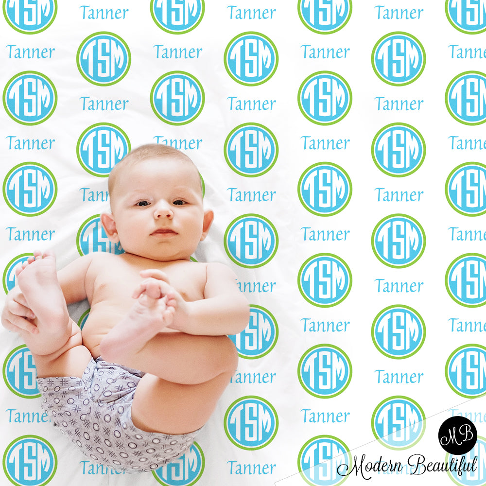 Monogram baby name blanket
