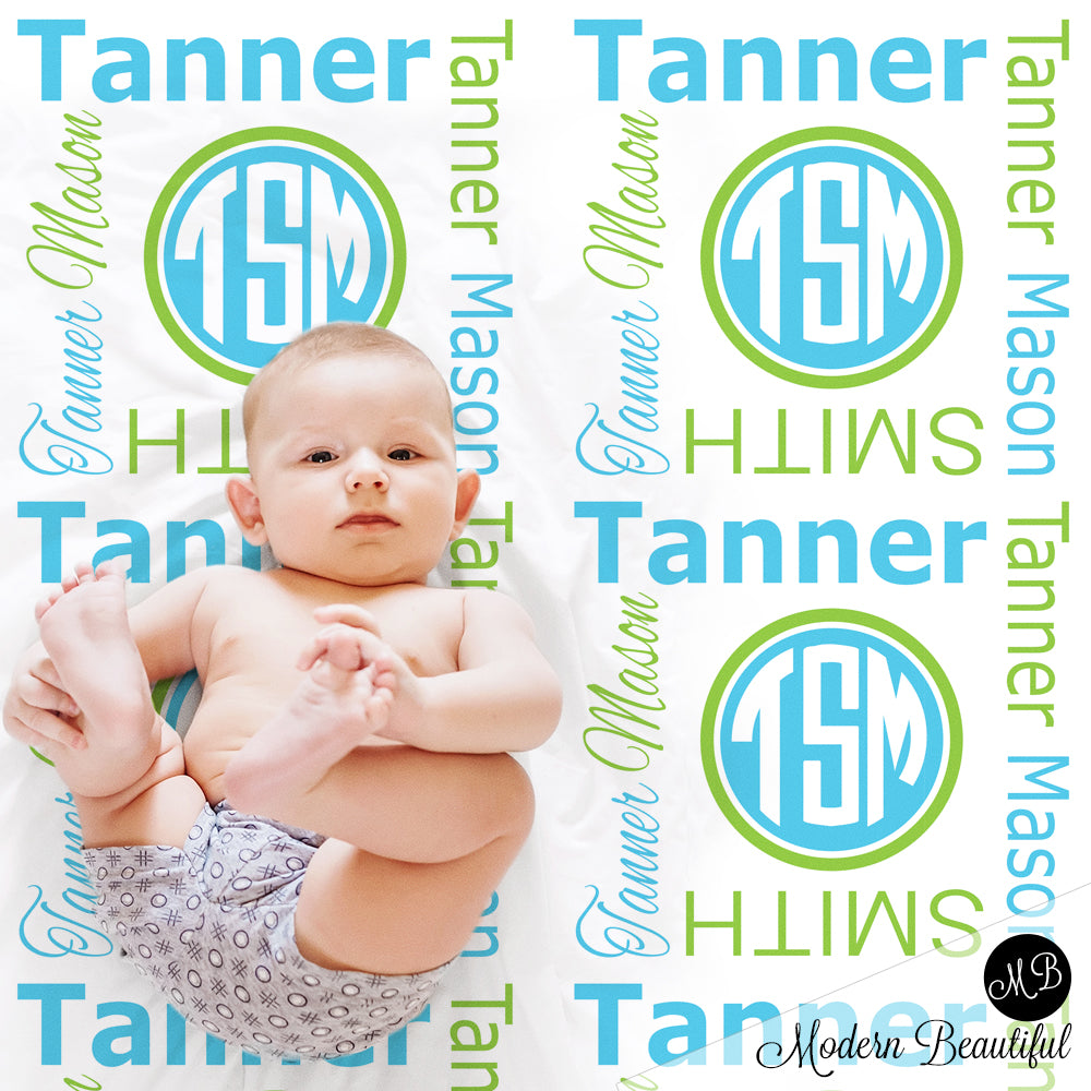 Monogram baby name blanket
