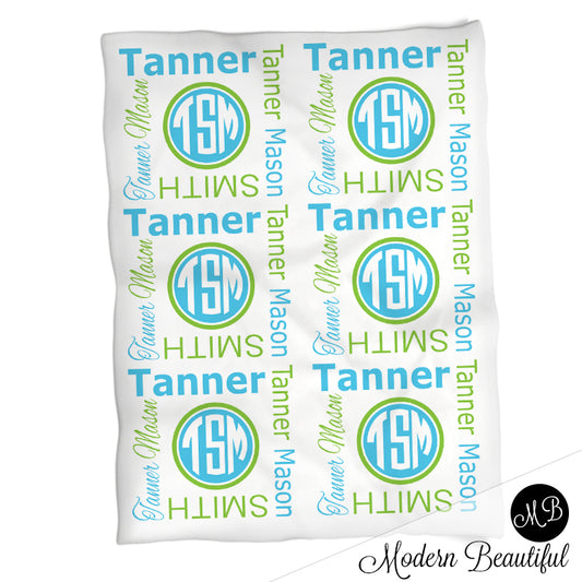 Personalized Monogram Baby Name Blanket Boy