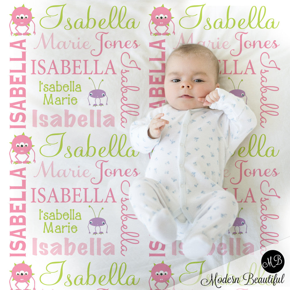 Personalized Monster Baby Name Blanket