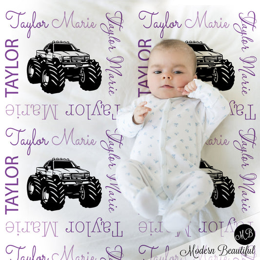 baby girl monster truck blanket