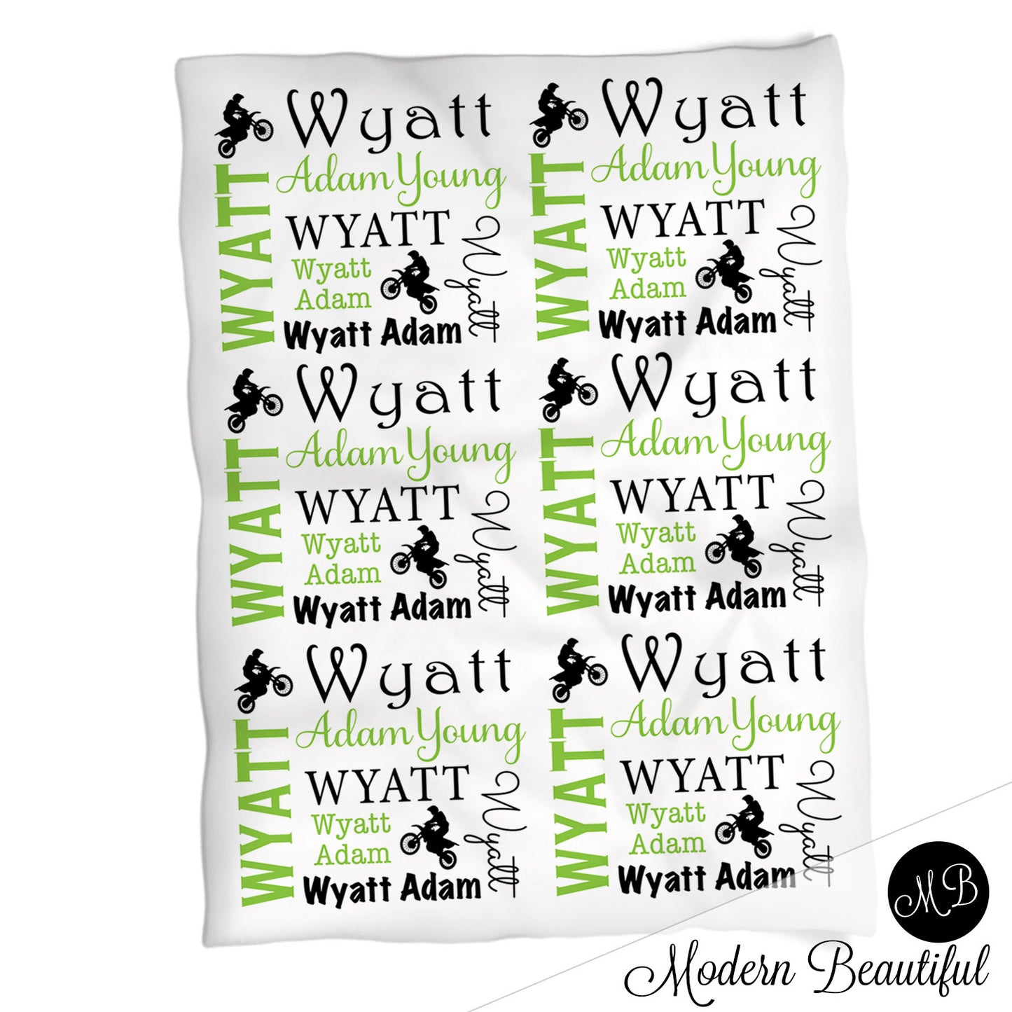 Personalized Motocross Baby Name Blanket Boy