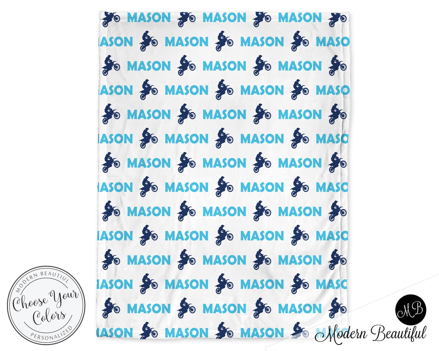 Personalized Motocross dirt bike baby boy blanket