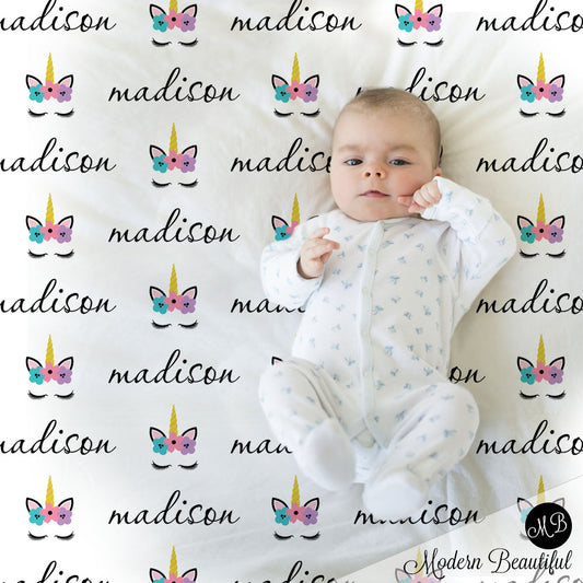 unicorn baby name blanket