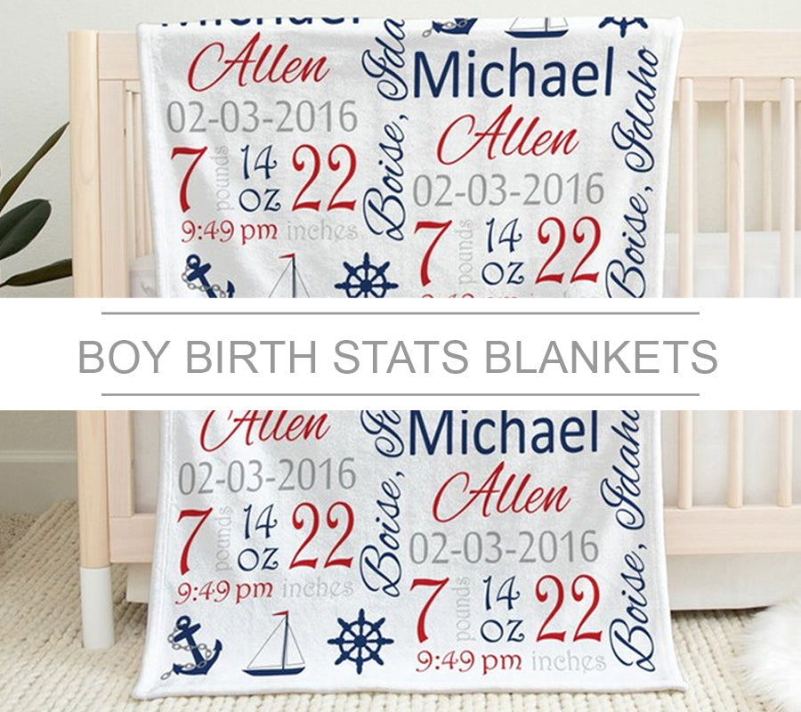 Boy Baby Stats Blanket