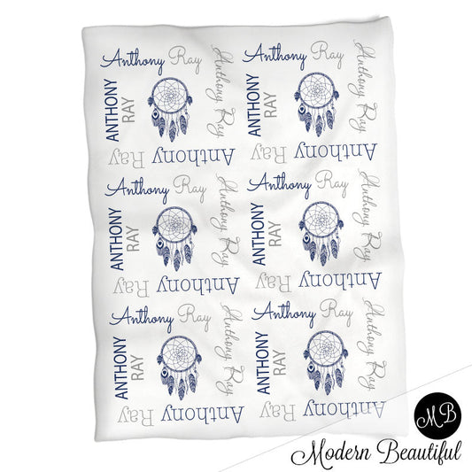 Personalized Dream Catcher Baby Name Blanket Boy