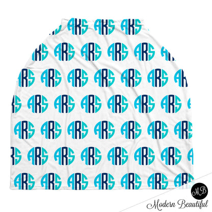 Monogram Car Seat Canopy Cover Aqua