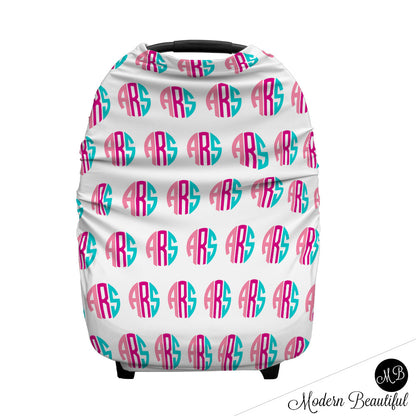 Monogram Car Seat Canopy Cover Pink