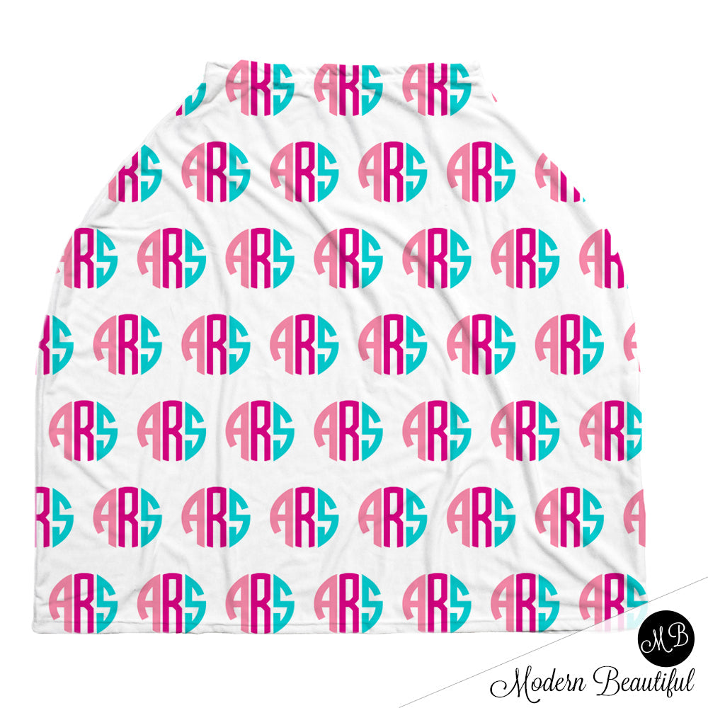 Monogram Car Seat Canopy Cover Pink