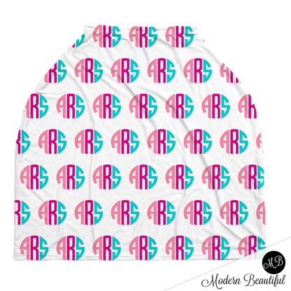 Monogram Car Seat Canopy Cover Pink