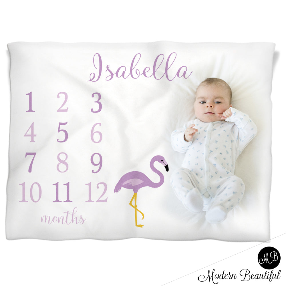 flamingo monthly milestone blanket